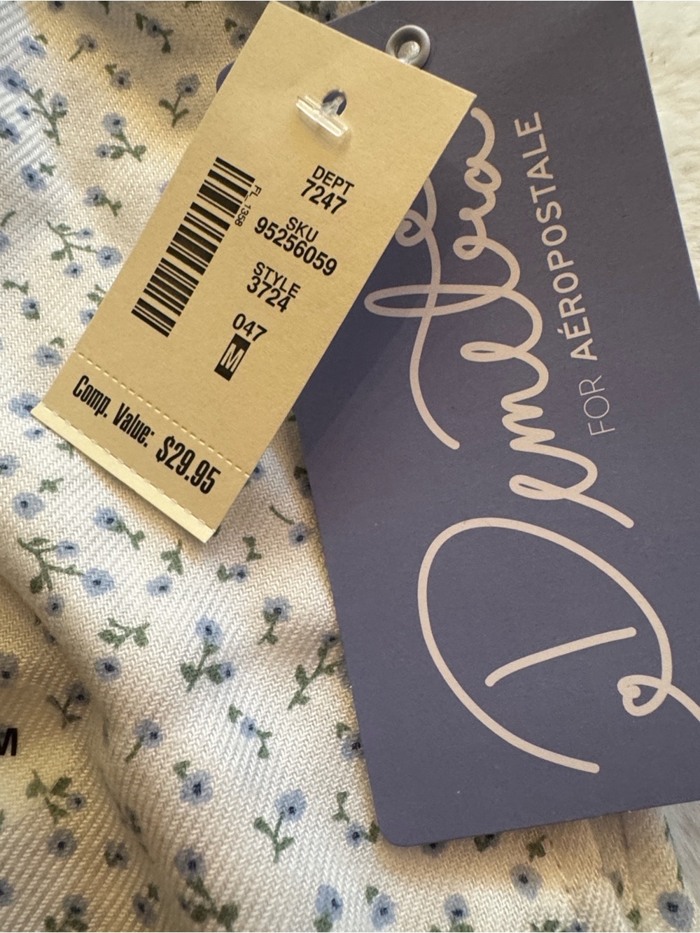 Aeropostale Sleep Shorts with Small Blue Floral Print - Size M - New With Tags - Picture 3 of 4